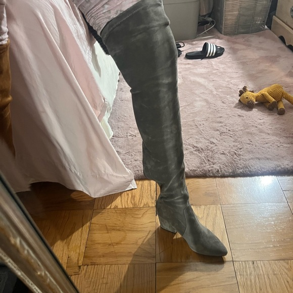 Goodnight Macaroon Gray Over the Knee Boots - Picture 1 of 9